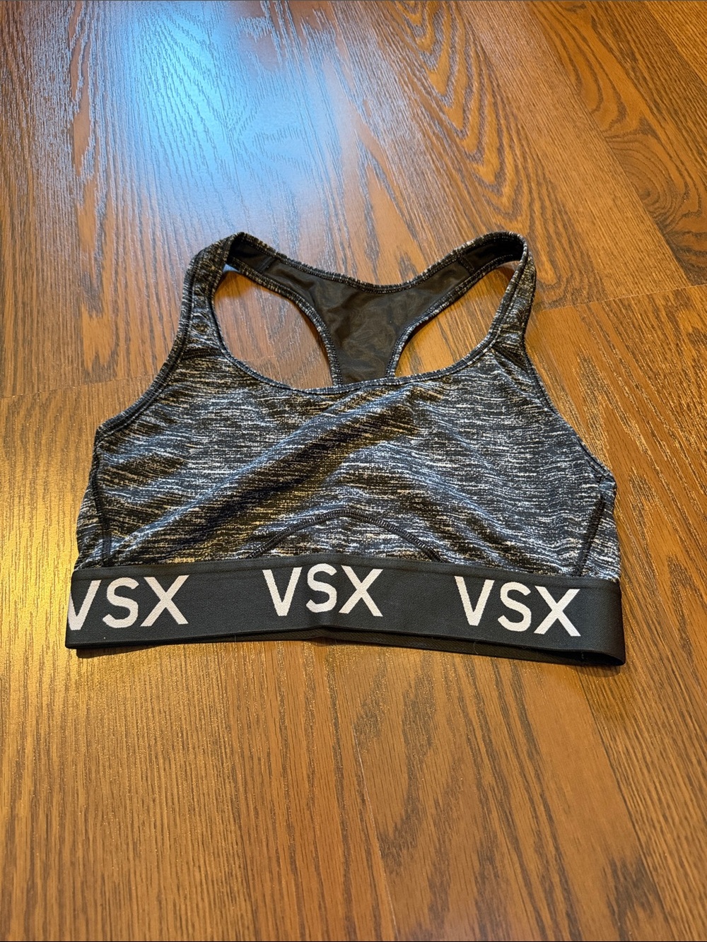 VSX Black Space-Dye Racerback Sports Bra with Logo Band